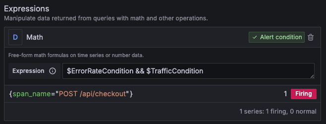 Alert rule with threshold based on two queries
