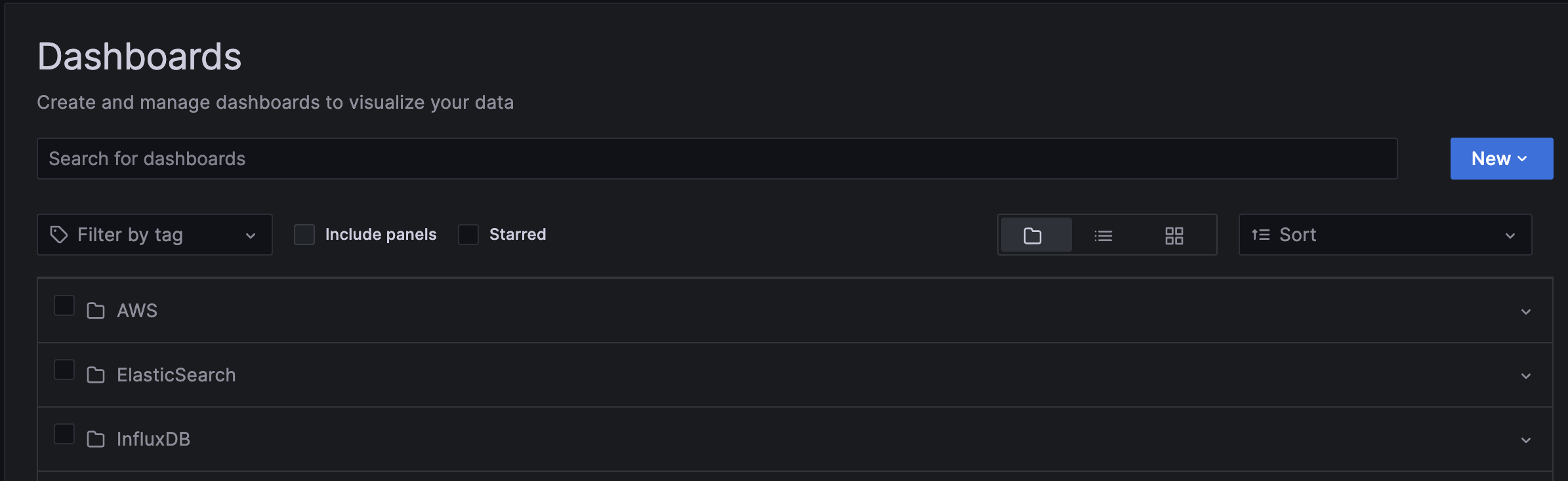Folders in Dashboards