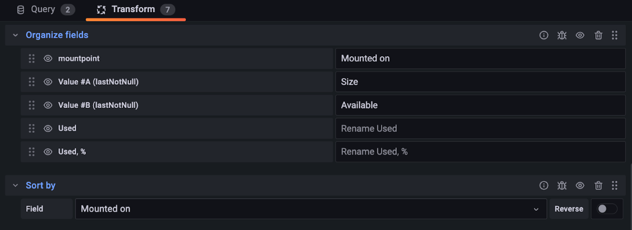 Example chain of transformations Example chain of transformations