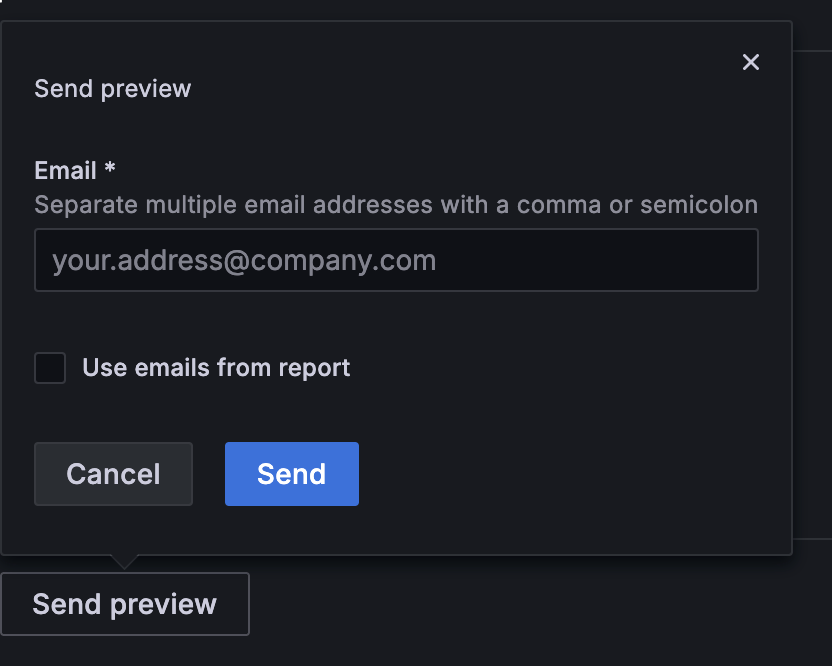The Send preview modal