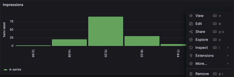 Panel menu with Explore option Panel menu with Explore option