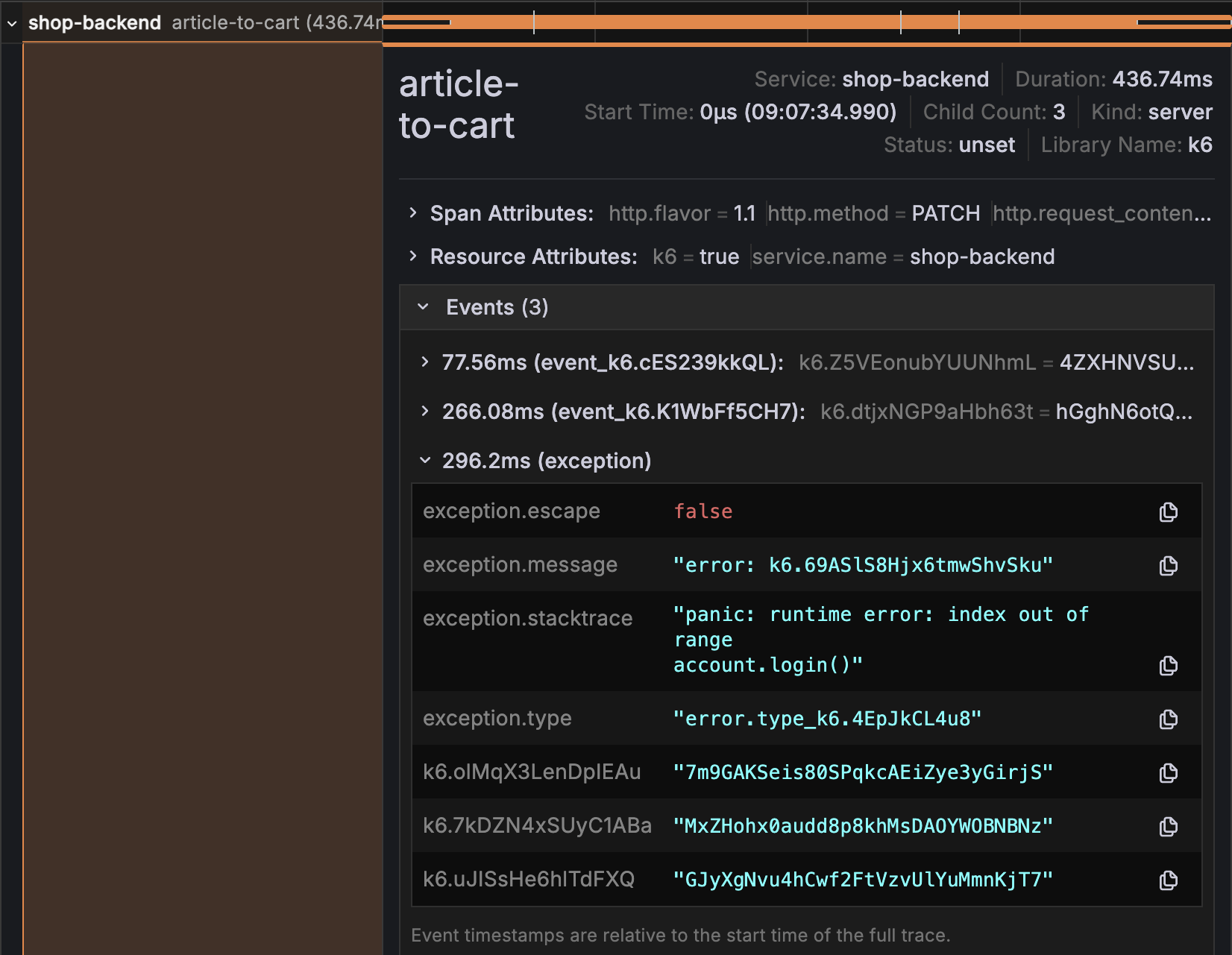 Trace view span events Trace view span events
