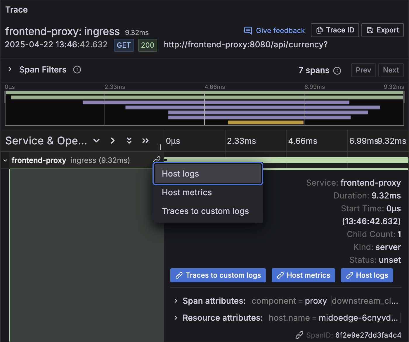 Using correlations for a trace