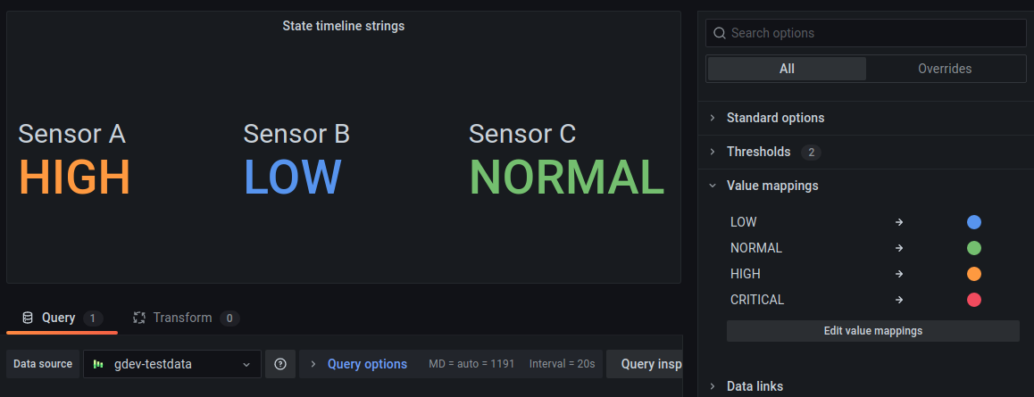 Value mappings stat example